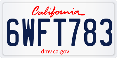 CA license plate 6WFT783