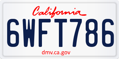 CA license plate 6WFT786