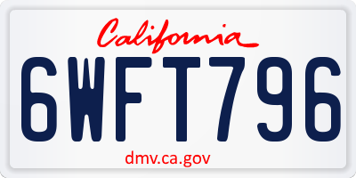 CA license plate 6WFT796