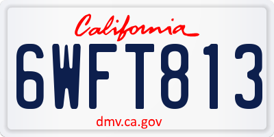 CA license plate 6WFT813