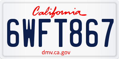 CA license plate 6WFT867