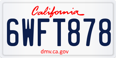 CA license plate 6WFT878