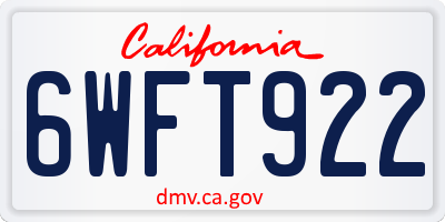 CA license plate 6WFT922