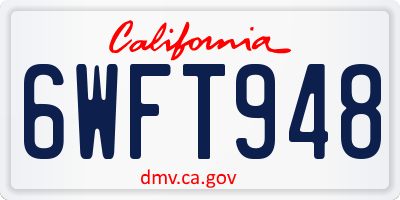 CA license plate 6WFT948