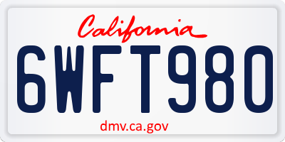CA license plate 6WFT980