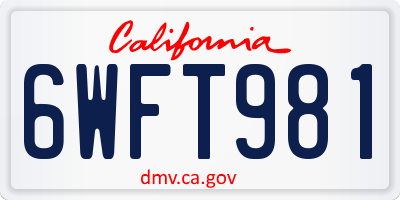 CA license plate 6WFT981