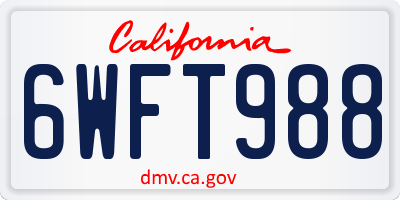 CA license plate 6WFT988