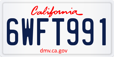 CA license plate 6WFT991