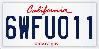 CA license plate 6WFU011