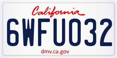 CA license plate 6WFU032