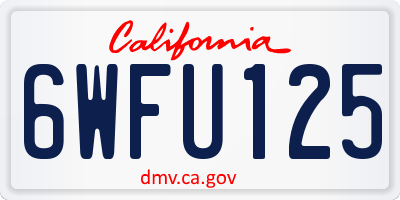 CA license plate 6WFU125