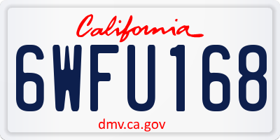 CA license plate 6WFU168