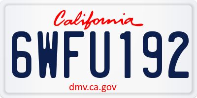 CA license plate 6WFU192