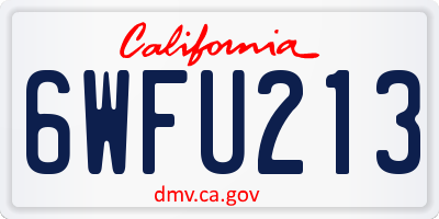 CA license plate 6WFU213