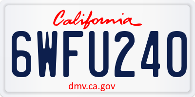 CA license plate 6WFU240