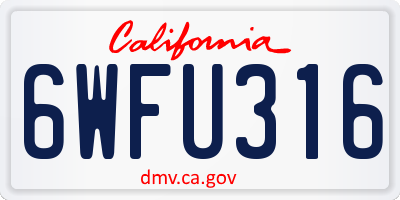 CA license plate 6WFU316