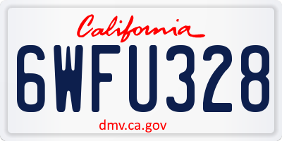CA license plate 6WFU328