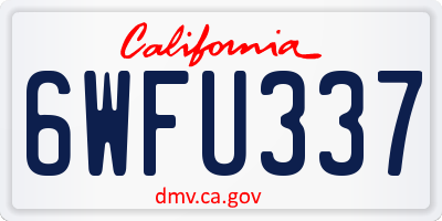CA license plate 6WFU337