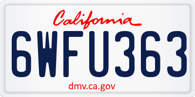 CA license plate 6WFU363