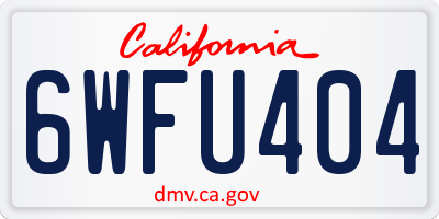 CA license plate 6WFU404