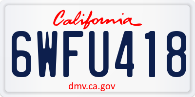 CA license plate 6WFU418