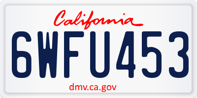 CA license plate 6WFU453