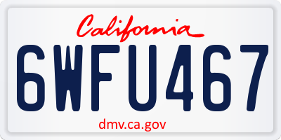 CA license plate 6WFU467