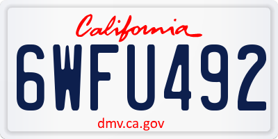 CA license plate 6WFU492