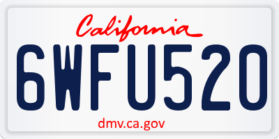 CA license plate 6WFU520