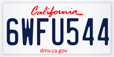 CA license plate 6WFU544