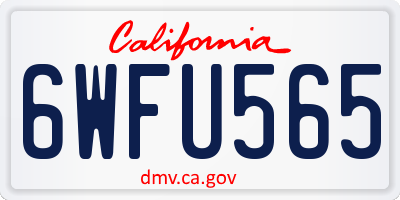 CA license plate 6WFU565