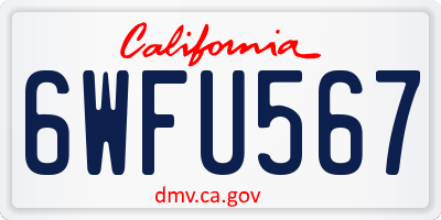 CA license plate 6WFU567
