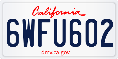 CA license plate 6WFU602