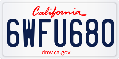 CA license plate 6WFU680