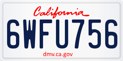 CA license plate 6WFU756