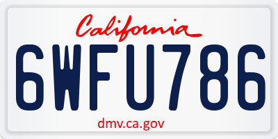 CA license plate 6WFU786