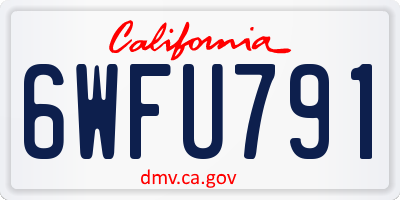 CA license plate 6WFU791