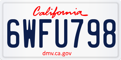 CA license plate 6WFU798