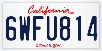 CA license plate 6WFU814