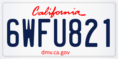 CA license plate 6WFU821