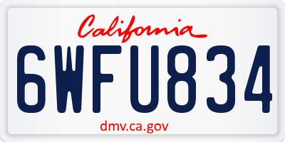 CA license plate 6WFU834
