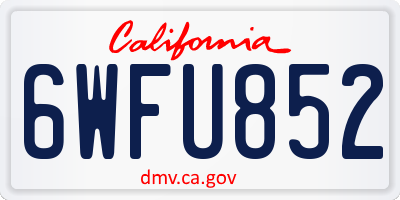 CA license plate 6WFU852