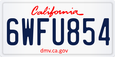 CA license plate 6WFU854
