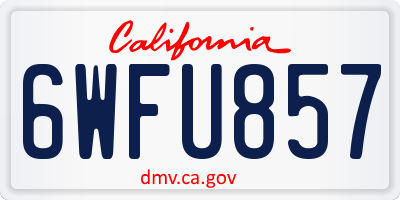 CA license plate 6WFU857
