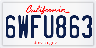 CA license plate 6WFU863