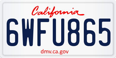 CA license plate 6WFU865