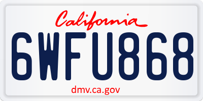 CA license plate 6WFU868