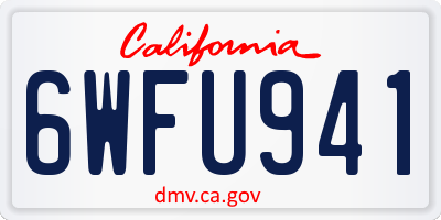 CA license plate 6WFU941