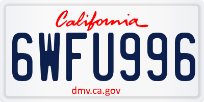 CA license plate 6WFU996