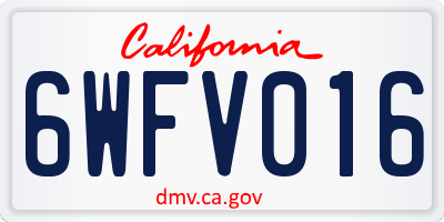 CA license plate 6WFV016